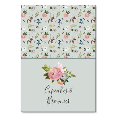 Painted Floral Buffet Food Labels Table Number