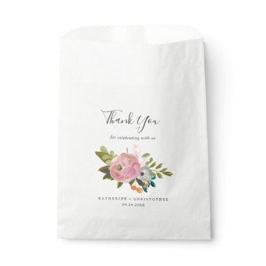 Painted Floral Thank You Wedding Favor Bag