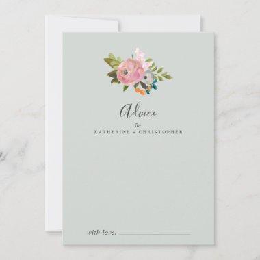Painted Floral Wedding Advice Card