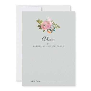 Painted Floral Wedding Advice Card