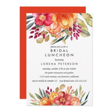 Painted Flowers orange Bridal Luncheon Wedding