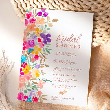 Painted garden wildflowers meadow bridal shower Invitations