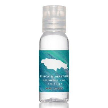 Painted Ocean with Jamaica Map Destination Wedding Hand Sanitizer