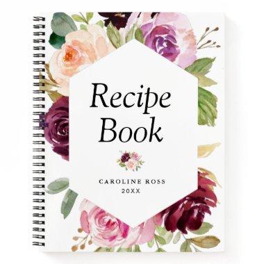 painted plum purple & peach flowers Recipe Book