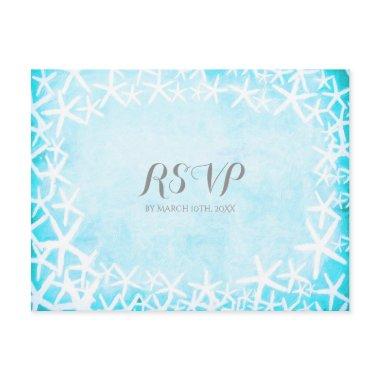 Painted Starfish Aqua Blue Party Custom RSVP Invitation Post