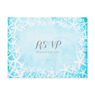 Painted Starfish Aqua Blue Party Custom RSVP Invitation PostInvitations