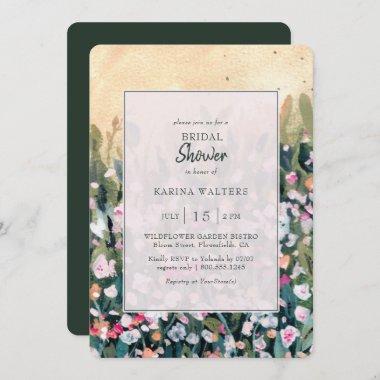 Painted Wildflower Rustic Floral Bridal Shower Invitations