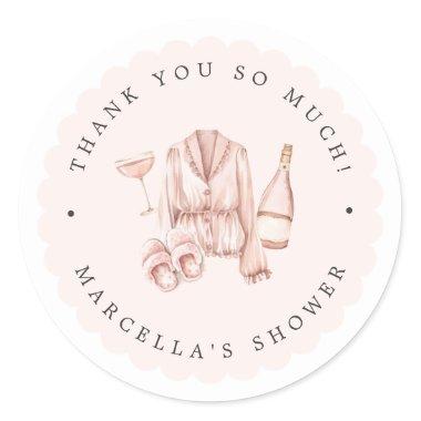 Pajamas & Prosecco Bridal Shower Bachelorette Classic Round Sticker