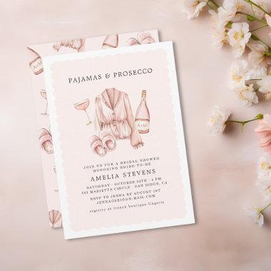 Pajamas & Prosecco Bridal Shower Bachelorette Invitations