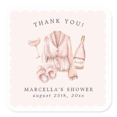 Pajamas & Prosecco Bridal Shower Bachelorette Square Sticker