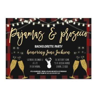 Pajamas & Prosecco Christmas Bachelorette Invitations