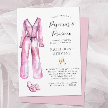 Pajamas Prosecco PJ Lingerie Party Bridal Shower Invitations