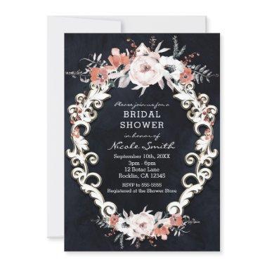 Pale Floral Dark Chalk Elegant Chic