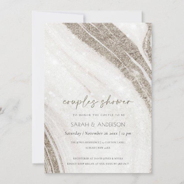 Pale Gold Marble Agate Couples Shower Invite