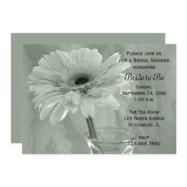 Pale Green Tinted Daisy Bridal Shower Invitations