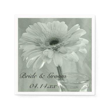 Pale Green Tinted Daisy Wedding Paper Napkins