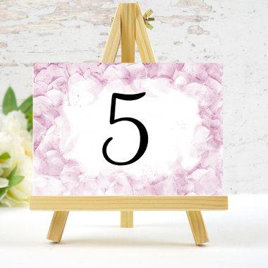 Pale Pink Hydrangea Flowers Watercolor Table Number