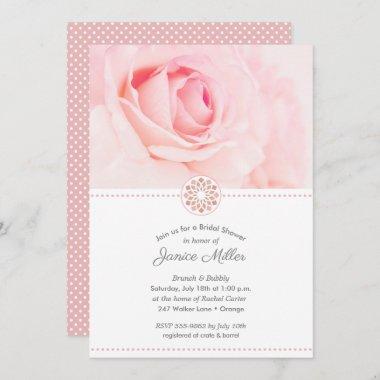 Pale Pink Rose Floral Bridal Shower Invitations