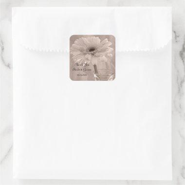 Pale Pink Tinted Daisy Wedding Thank You Favor Tag