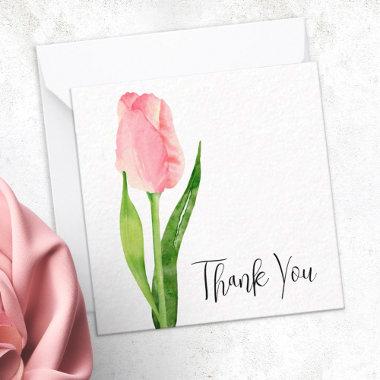 Pale Pink Tulip Illustrated Thank You Note Invitations