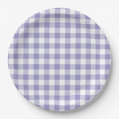 Pale Purple Gingham Check Paper Plates