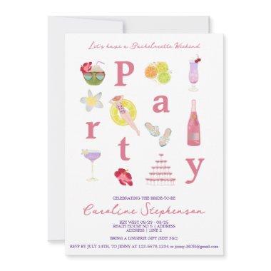 Palm Beach Destination Weekend Bachelorette Party Invitations