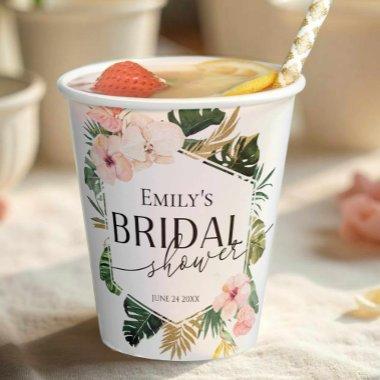 Palm Hibiscus Tropical Floral  Paper Cups