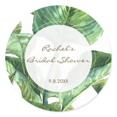 palm leaves botanical bridal shower favor stickers