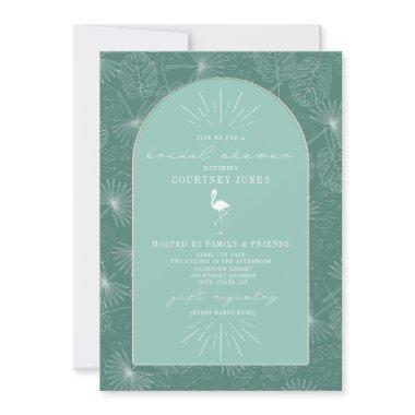 Palm Leaves Flamingo Aqua