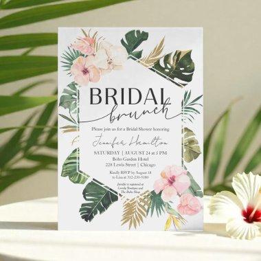Palm Leaves Hibiscus Tropical Floral Bridal Brunch