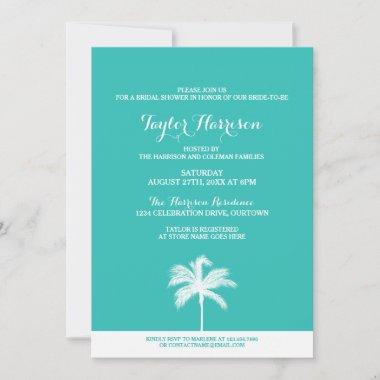 Palm Tree Aqua Bridal Shower Invitations
