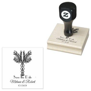Palm Tree Hand Drawn Tropical Logo Rubber Stamp