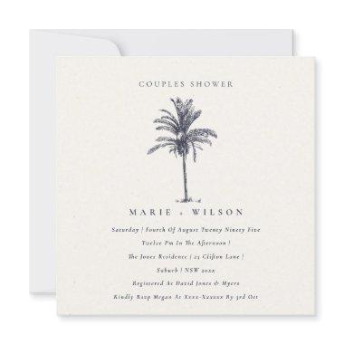 Palm Tree Navy Kraft Couples Shower Invite