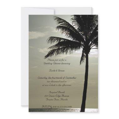 Palm Tree Silhouette Beach Wedding Shower