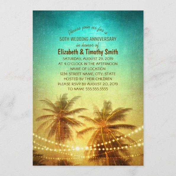 Palm Tree Sunset Beach Themed Bridal Shower Invitations