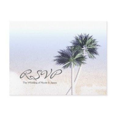 Palm Trees Beach Paradise Wedding RSVP cards