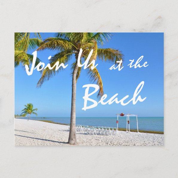 Palm Trees Beach Summer Save the Date Announcement PostInvitations