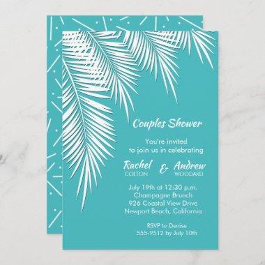 Palm Trees on Turquoise Bridal Shower Invitations