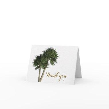 Palm Trees White & Gold Elegant Thank You