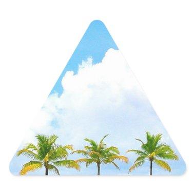 Palms Blue Sky Clouds Custom Blank Template Triangle Sticker