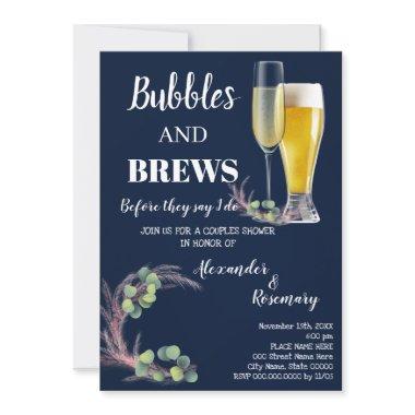 Pampas & Eucalyptus Bubble & Brews Couples Invitations