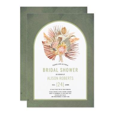 Pampas grass and palm green bridal shower Invitations