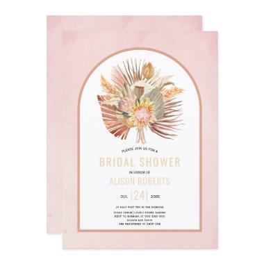 Pampas grass and palm soft pink bridal shower Invitations