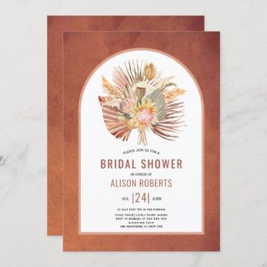 Pampas grass and palm terracotta bridal shower Invitations