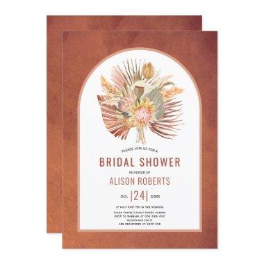 Pampas grass and palm terracotta bridal shower Invitations