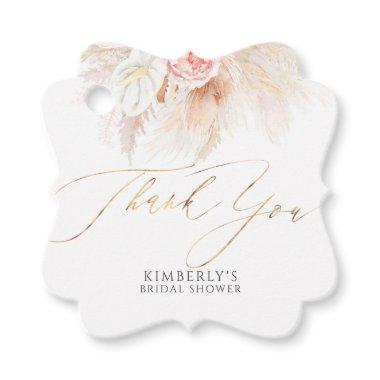 Pampas Grass and Pink Flowers Thank You Favor Tags