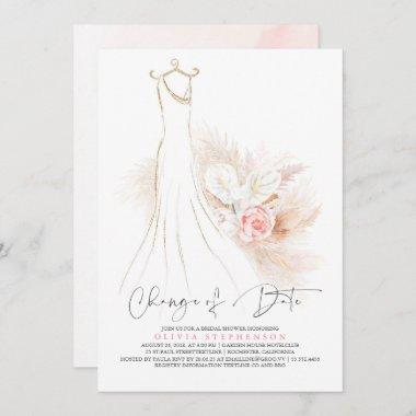 Pampas Grass and Wedding Dress Bridal Shower Invit Invitations