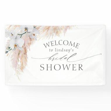 Pampas Grass and White Orchids Bridal Shower Banner