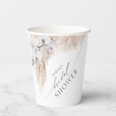 Pampas Grass and White Orchids Tropical Exotic Paper Cups