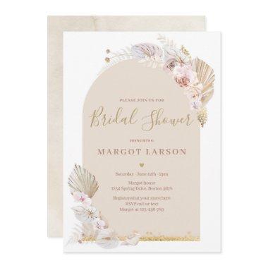 Pampas Grass Bohemian Arch Desert Bridal Shower Invitations